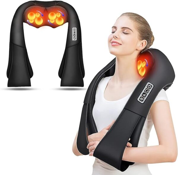 AERLANG Shiatsu Back and Neck Massager, Back Massager Deep Tissue Kneading Neck and Shoulder Massage with Heat