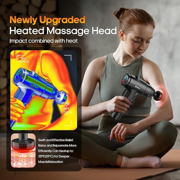AERLANG Massage Gun with Heat,Deep Tissue Massage Gun, Back and Neck Massager for Pain Relief - Image 4