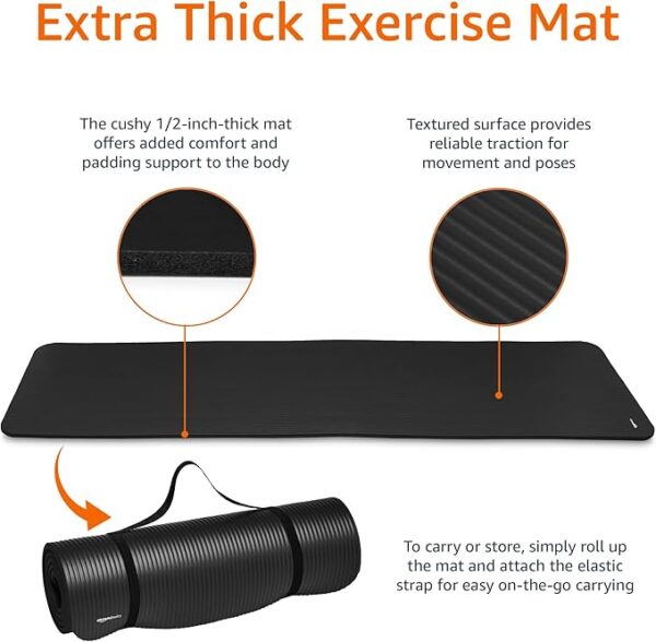 Amazon Basics 1/2 Inch Extra Thick Exercise Yoga Mat - Image 3