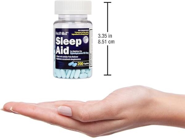 HealthA2Z Sleep Aid 200 Caplets | Diphenhydramine HCl 25mg | Regular Strength Sleeping Pills - Image 2