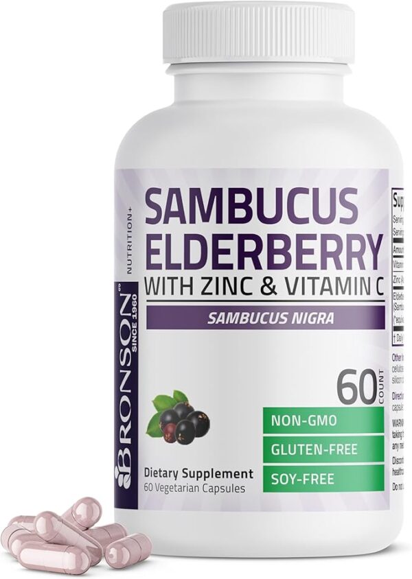 Bronson Sambucus Elderberry with Zinc & Vitamin C Triple Immune Support Complex Immune & Antioxidant Protection