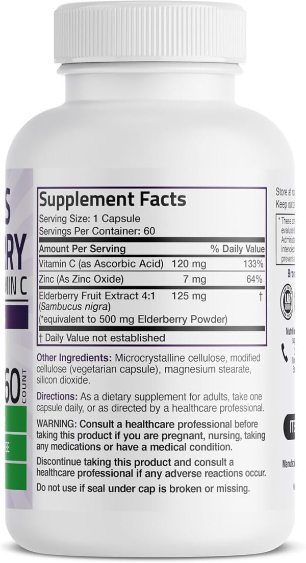 Bronson Sambucus Elderberry with Zinc & Vitamin C Triple Immune Support Complex Immune & Antioxidant Protection - Image 4