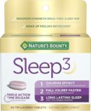 Nature's Bounty Sleep3 Melatonin 10mg, Maximum Strength 100% Drug Free Sleep Aid, Dietary Supplement