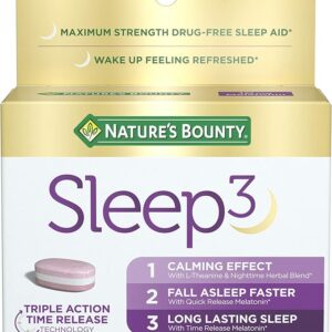 Nature's Bounty Sleep3 Melatonin 10mg, Maximum Strength 100% Drug Free Sleep Aid, Dietary Supplement