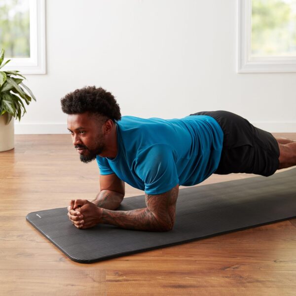 Amazon Basics 1/2 Inch Extra Thick Exercise Yoga Mat with Carrying Strap, Cushioned Support, for Fitness and Gym Workouts - Image 2