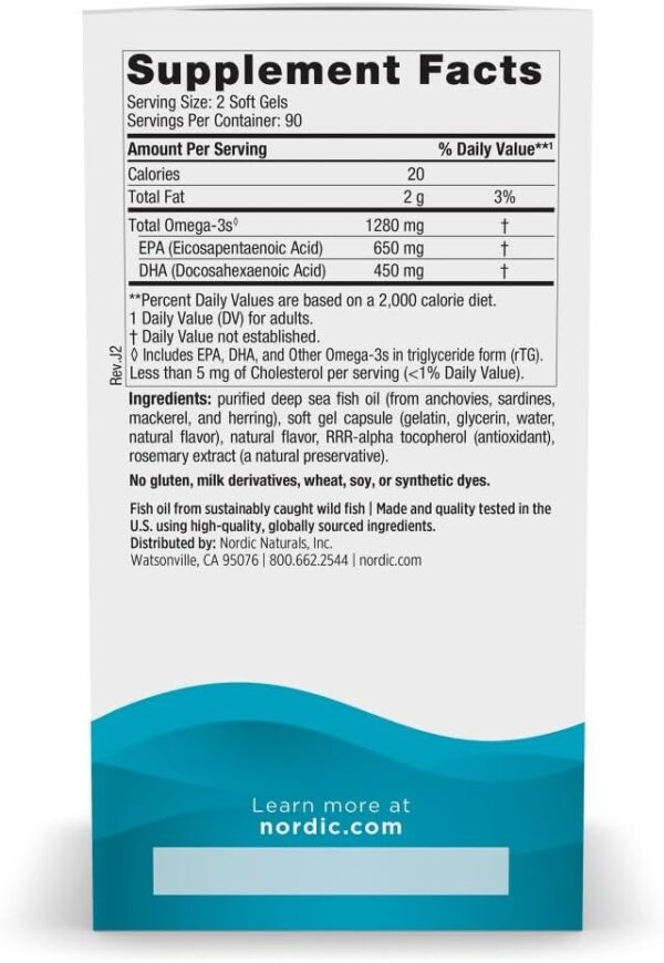 Nordic Naturals Ultimate Omega, Lemon Flavor - 180 Soft Gels - 1280 mg Omega-3 - High-Potency Fish Oil with EPA & DHA - Promotes Brain & Heart Health - Non-GMO - 90 Servings - Image 5