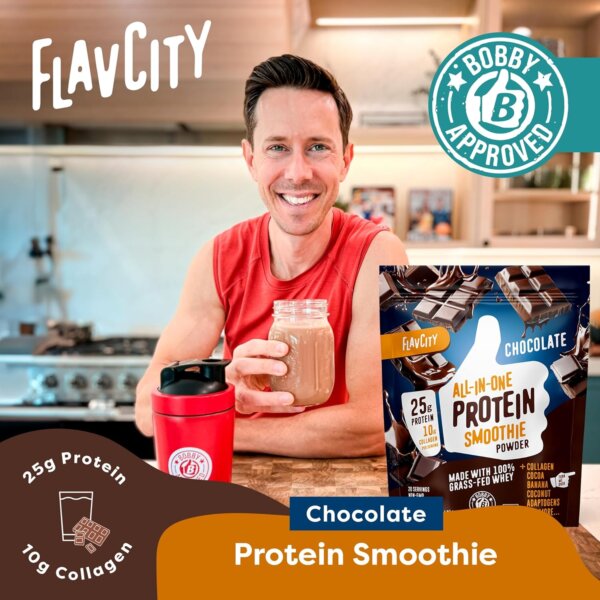 FlavCity Grass Fed Whey Chocolate Protein Powder - 25g Protein & 10g Collagen - Made with Organic Cocoa, Bananas & Coconut Milk - Gluten Free & No Added Sugars (20 Servings) - Image 4