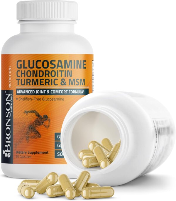 Bronson Glucosamine Chondroitin Turmeric & MSM Advanced Joint & Cartilage Formula, Supports Healthy Joints, Mobility & Cartilage - Non-GMO, 60 Capsules - Image 3
